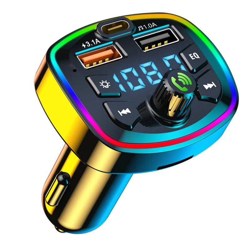 Adaptador Bluetooth FM Pro con Luces RGB - Carga Rápida Dual