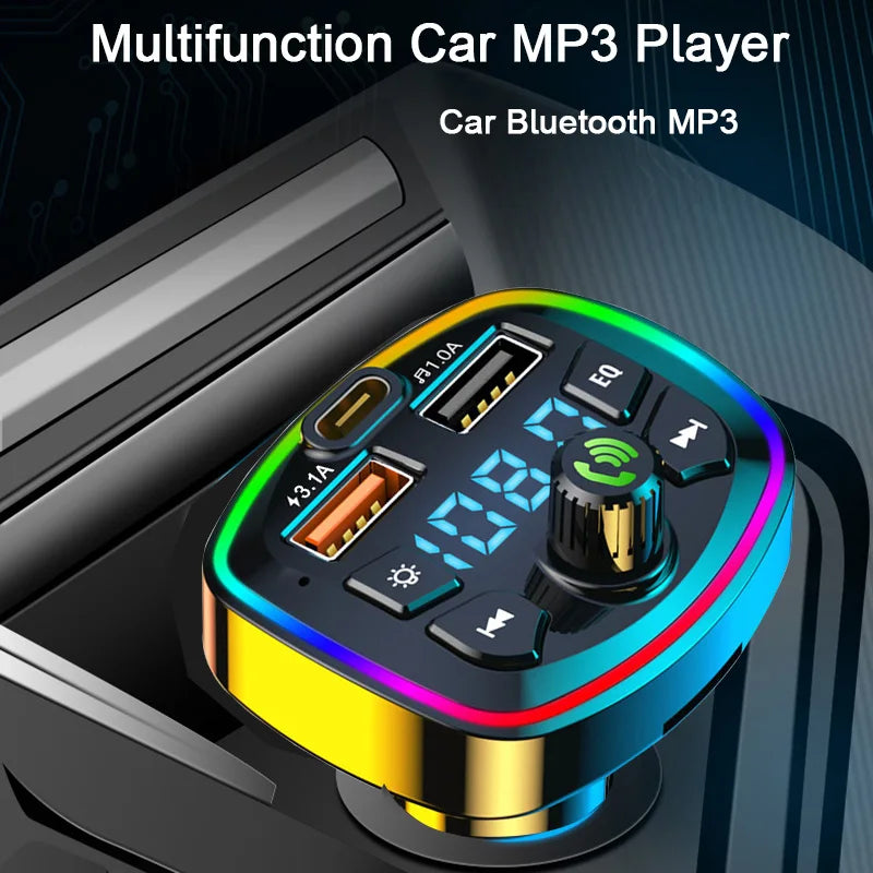 Adaptador Bluetooth FM Pro con Luces RGB - Carga Rápida Dual