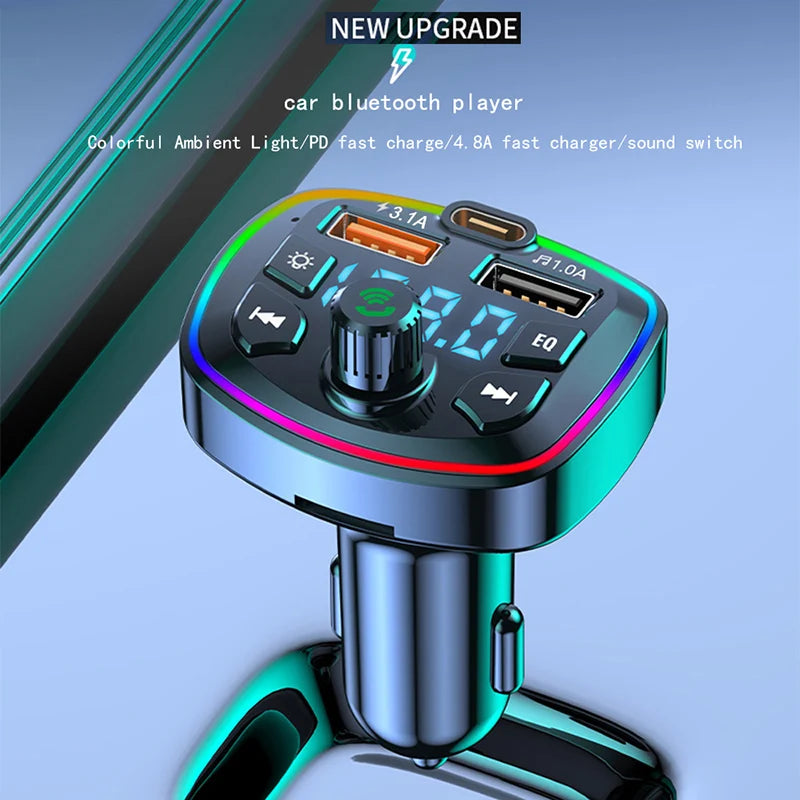 Adaptador Bluetooth FM Pro con Luces RGB - Carga Rápida Dual